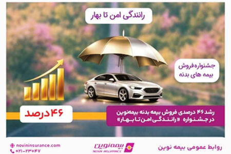 رشد ۴۶ درصدی فروش بیمهبدنه بیمهنوین در جشنواره «رانندگی امن تا بهار»