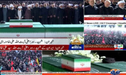 پخش زنده اقامه نماز بر پیکر رهبر شهید انقلاب روی آنتن شبکههای خبری پاکستان